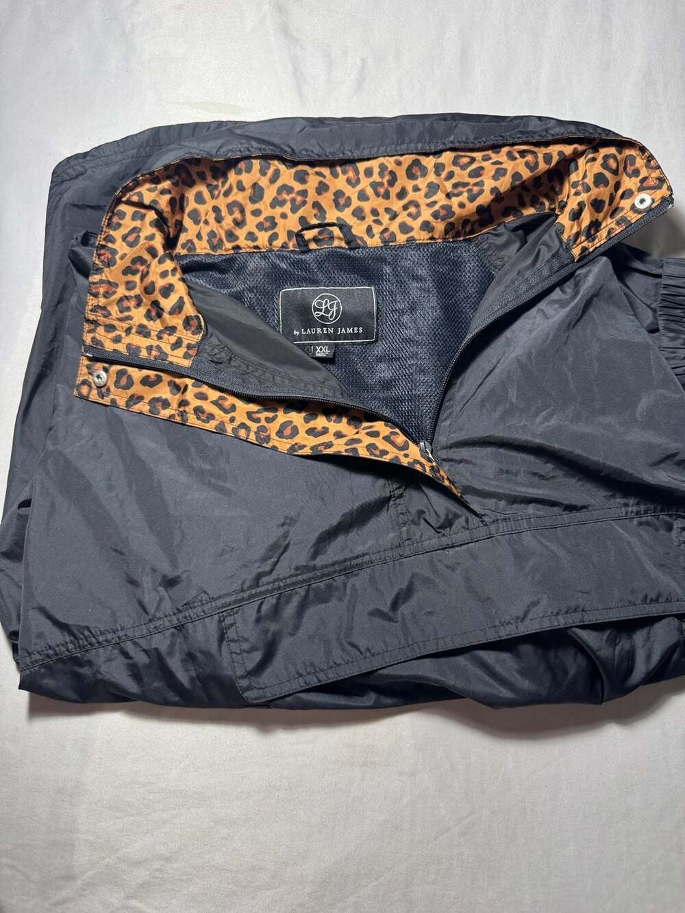 Lauren James Pullover Womens Black Windbreaker Half Zip Anorak Hooded